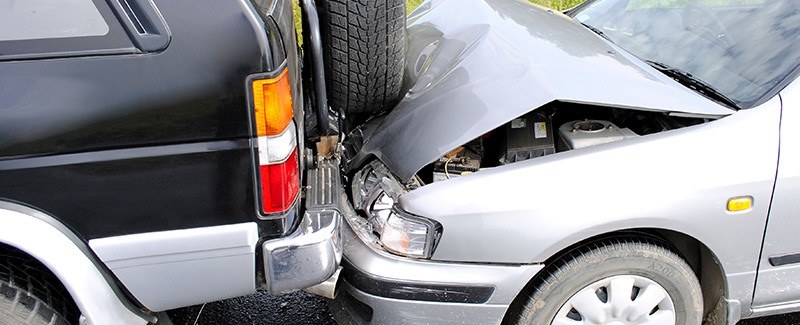 close up view of a car accident